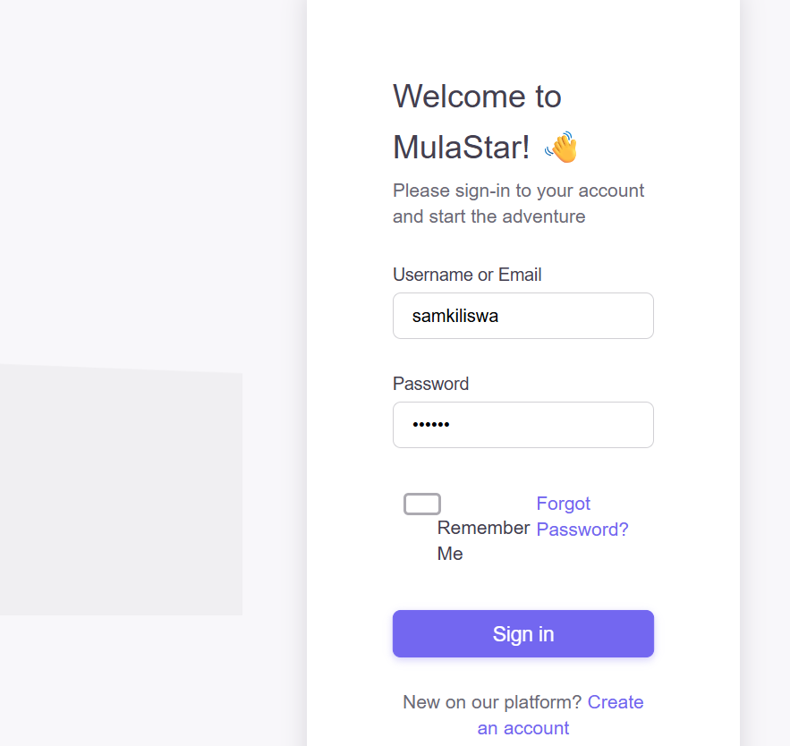 Sign in – Login MulaStar